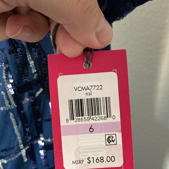 Vince Camuto Navy Color Sequins Dress Size 6 - Picture 4 of 10